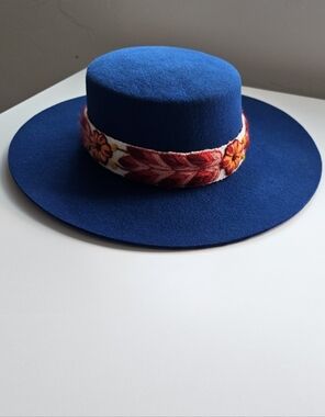 Andeana Electric Blue Alpaca Gratitude Intention Band Artisan Peruvian Hat